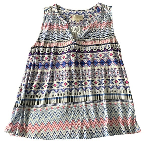 Skies Are Blue sleeveless geometric knit blouse - Picture 1 of 4